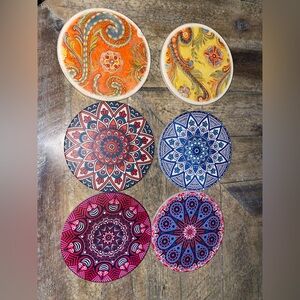 Colorful Mandala and Paisley Coasters Set